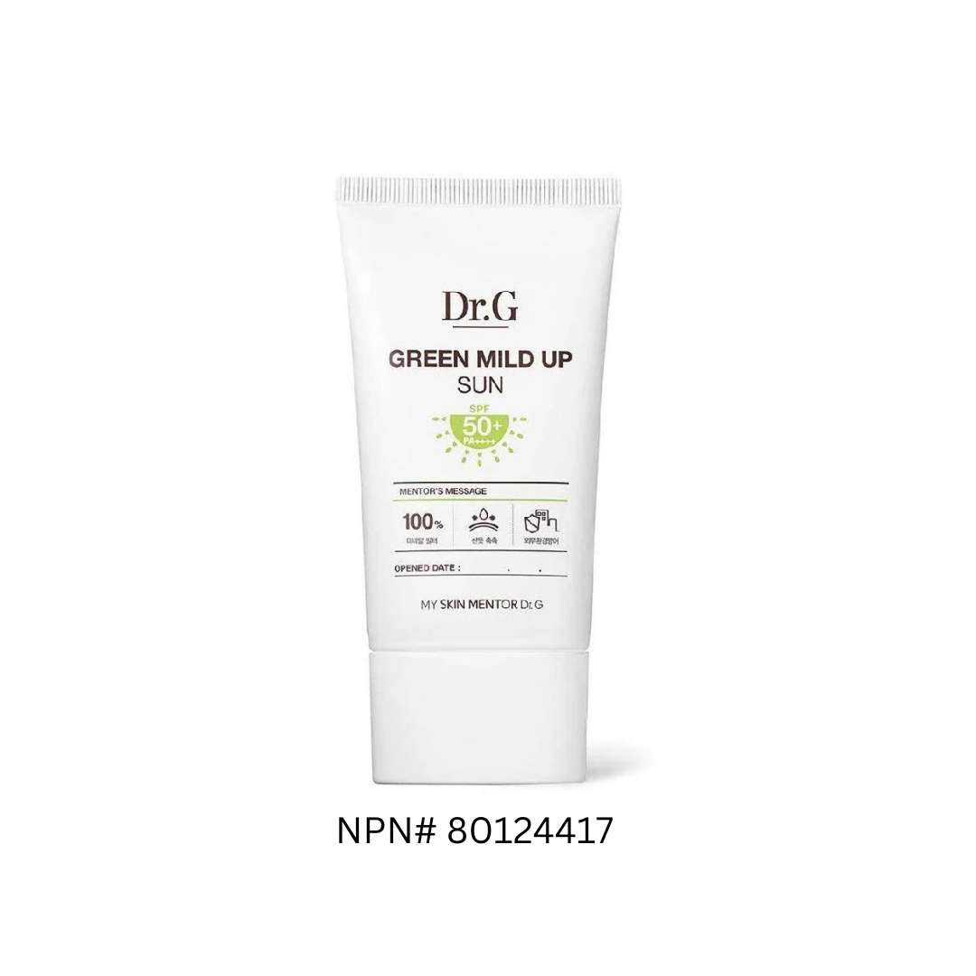 DR.G GREEN Mild Up Sun Cream provides gentle yet effective sun protection with its mineral-based formula featuring Zinc Oxide. Infused with soothing ingredients like Centella Asiatica Extract and Houttuynia Cordata Extract, it helps calm sensitive skin while offering broad-spectrum defense. Its lightweight texture absorbs quickly, leaving the skin moisturized and protected without a greasy residue. Perfect for daily use, this sun cream also contains Tocopherol (Vitamin E) for added antioxidant benefits.