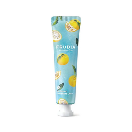 FRUDIA My Orchard Citron Hand Cream is a lightweight, citrus-scented moisturizer that softens and hydrates dry hands. Enriched with Shea Butter, Squalane, and Citrus Extracts, it nourishes the skin while providing a refreshing boost of moisture. With a silky texture and quick absorption, it leaves hands smooth, non-greasy, and delicately scented—perfect for daily use.