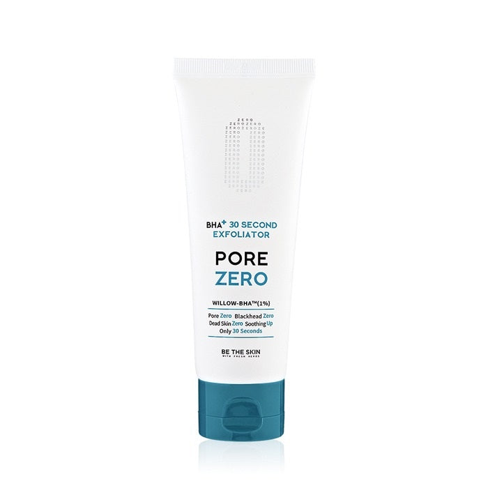 BE THE SKIN BHA+ Pore Zero 30 Second Exfoliator is a quick and effective exfoliating treatment designed to refine pores and smooth skin texture. Formulated with Salicylic Acid (BHA) and Glycolic Acid (AHA), this exfoliator gently removes dead skin cells and unclogs pores, revealing a brighter, more even complexion. Enriched with natural extracts like Willow Bark Water and Aloe Vera, it soothes and hydrates the skin while promoting a clearer, more radiant appearance. Perfect for those looking for a fast and