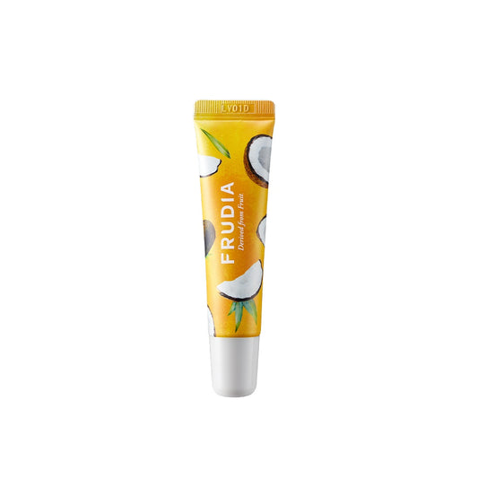 FRUDIA Coconut Honey Salve Lip Cream is a deeply nourishing lip treatment formulated with Coconut Water and Honey Extract to provide intense hydration and soothe dry, chapped lips. Enriched with Shea Butter and a blend of natural oils like Grape Seed, Apricot Kernel, and Mango Seed, it creates a protective barrier that locks in moisture for long-lasting comfort. The addition of Propolis Extract and Ceramides helps repair and strengthen the lips, while Vitamin E offers antioxidant protection. Perfect for kee