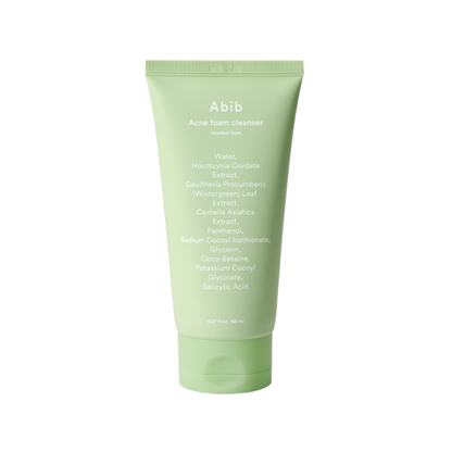 ABIB Acne Foam Cleanser Heartleaf Foam is a gentle foaming cleanser designed for acne-prone, oily, and combination skin. Formulated with Salicylic Acid, Heartleaf Extract, Centella Asiatica Extract, and Panthenol, it helps remove excess oil, unclog pores, and calm the skin without leaving it feeling overly dry. This cleanser is ideal for daily use to keep blemish-prone skin feeling fresh, clean, and balanced.