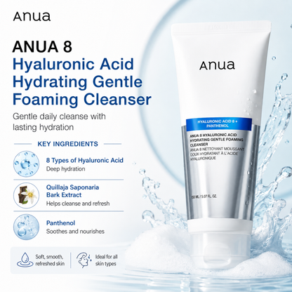 ANUA 8 Hyaluronic Acid Hydrating Gentle Foaming Cleanser 150ml
