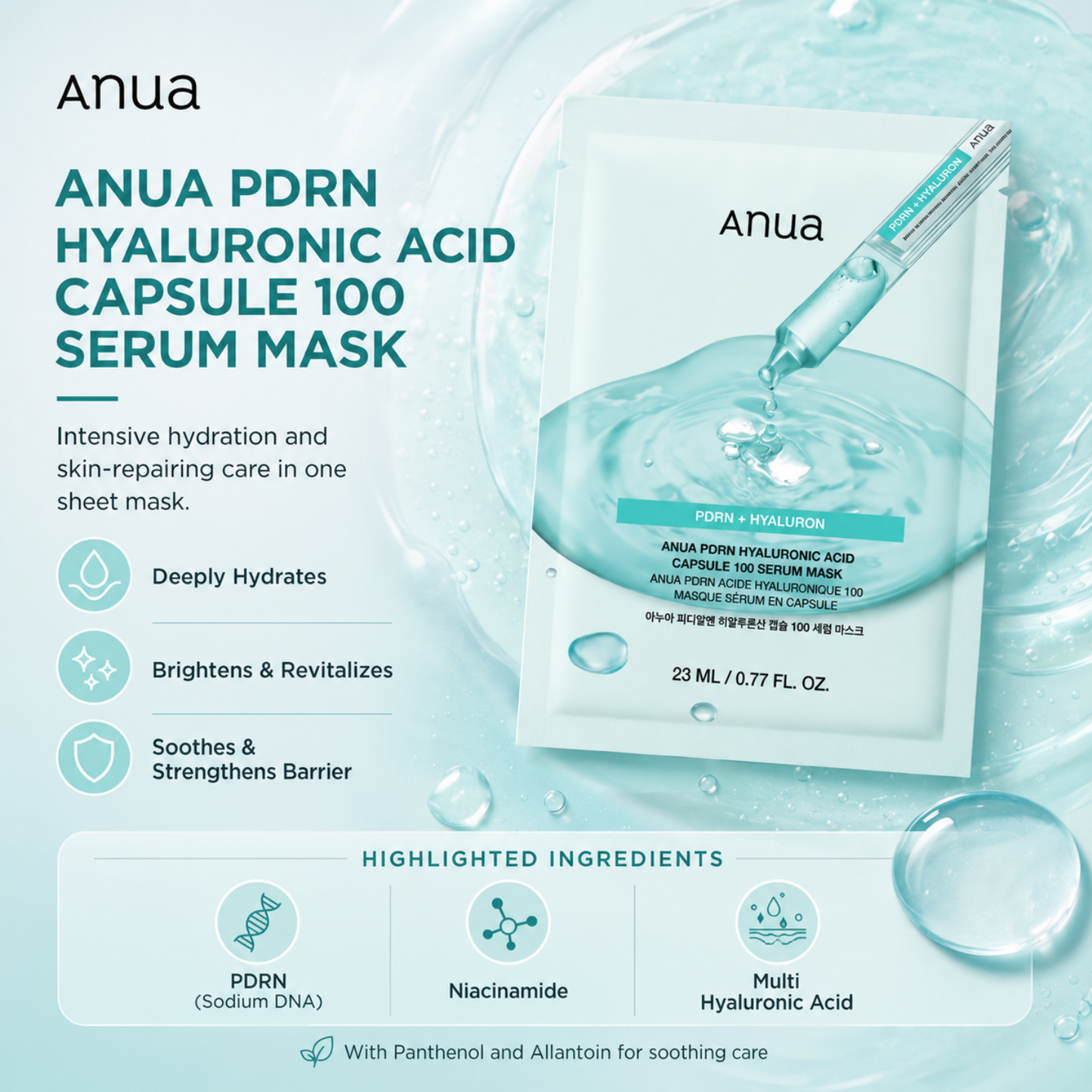 ANUA PDRN Hyaluronic Acid Capsule 100 Serum Mask