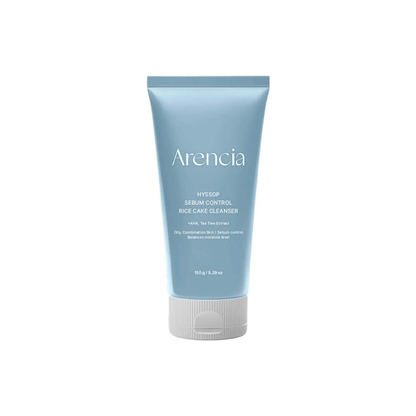 ARENCIA Hyssop Sebum Control Rice Cake Cleanser is a Korean facial cleanser designed to help remove excess oil and impurities while keeping skin comfortable and hydrated. Formulated with Hyssop Extract, Willow Bark Extract, Houttuynia Cordata, Green Tea, and Rice Lees Extract, it helps balance sebum, smooth skin texture, and calm stressed skin. Its signature mochi-like texture creates a rich, stretchy cleanse without leaving skin feeling stripped. Suitable for&nbsp;oily, combination, congested, and blemish-