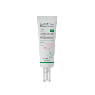 AXIS-Y Complete No-Stress Physical Sunscreen is a gentle, broad-spectrum sunscreen formulated with Zinc Oxide to provide effective protection against UVA and UVB rays. This lightweight sunscreen is enriched with soothing ingredients like Calendula and Chamomile Extracts, making it ideal for sensitive skin. The addition of Niacinamide and Squalane helps to nourish and hydrate the skin, while antioxidants like Green Tea and Grape Seed Extracts protect against environmental stressors. Perfect for daily use, th