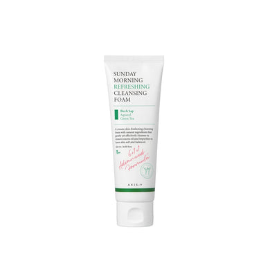 AXIS-Y Sunday Morning Refreshing Cleansing Foam is a gentle cleanser designed to purify and refresh your skin without stripping it of moisture. Formulated with soothing ingredients like Chamomile, Licorice Root, and Centella Asiatica Extracts, this cleansing foam effectively removes impurities while calming and hydrating the skin. Enriched with Hyaluronic Acid and Rice Bran Extract, it helps to maintain skin's natural moisture balance, leaving your complexion feeling soft, clean, and revitalized. Perfect fo