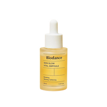 Load image into Gallery viewer, BIODANCE Skin Glow Vital Ampoule is a revitalizing serum designed to enhance your skin&#39;s natural glow and hydration. Infused with Niacinamide, Hyaluronic Acid, and various fermented extracts like Bifida Ferment Lysate and Lactobacillus Ferment Lysate, it helps to brighten, moisturize, and improve overall skin texture. Additionally, this ampoule contains nourishing ingredients like Shea Butter, Ceramides, and Collagen Extract to support a healthy and radiant complexion. It&#39;s perfect for achieving a smooth, p