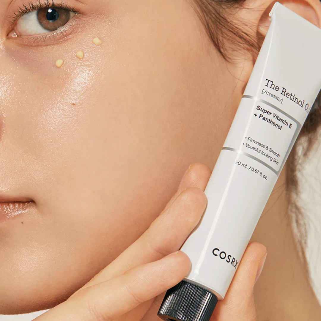 Korean face cream with retinol that improves skin texture, acne scars, wrinkles and helps lighten dark spots.