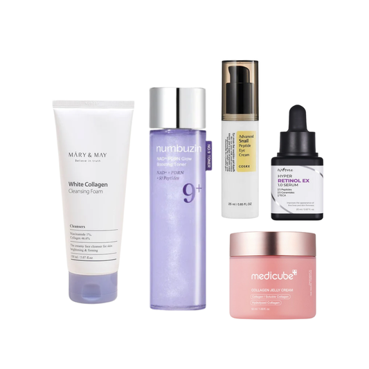 ELIKO GLOW 5-Step Anti-Aging Skincare Set is designed to keep your skin youthful and radiant. This routine helps combat signs of aging with deep hydration and nourishment. Begin with a gentle cleanser, followed by a refreshing toner. A powerful serum boosts skin elasticity and smooths fine lines. The eye cream brightens and firms, while the moisturizer locks in hydration for a plump, glowing complexion.