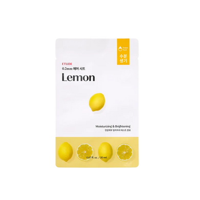 The ETUDE 0.2 Therapy Air Lemon Mask revitalizes and brightens the skin. Infused with Lemon Fruit Extract, it helps lighten dark spots and even out skin tone for a more radiant complexion. Ingredients like Niacinamide and Licorice Root Extract enhance skin clarity and reduce signs of irritation, while Hyaluronic Acid delivers deep hydration. Essential oils like Lavender and Eucalyptus provide a refreshing, soothing experience. This light, breathable mask is perfect for all skin types, especially those looki