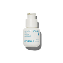 Load image into Gallery viewer, INNISFREE Retinol Cica Repair Ampoule combines the power of Retinol with soothing ingredients like Asiaticoside and Madecassic Acid to target skin concerns such as fine lines, uneven texture, and blemishes. Infused with Niacinamide for brightening, and Ceramide and Cholesterol for barrier repair, this ampoule delivers deep hydration and supports skin recovery. With added Hyaluronic Acid, Beta-Glucan, and Vitamin E, it promotes smoother, clearer skin while reducing irritation. Ideal for those looking to impr