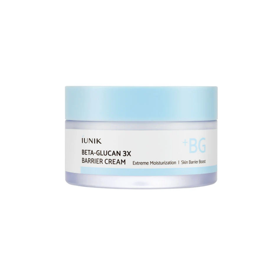 IUNIK Beta-Glucan 3X Barrier Cream is a deeply hydrating and barrier-strengthening moisturizer, perfect for dry and sensitive skin. Formulated with Beta-Glucan, Panthenol, and Ceramide NP, it locks in moisture and supports skin repair. It also contains Ectoin, a powerful soothing ingredient that protects the skin from environmental stress and enhances resilience. Rich yet non-greasy, this cream leaves skin calm, nourished, and comfortably soft.