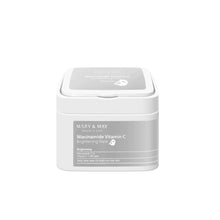 Load image into Gallery viewer, MARY &amp; MAY Niacinamide Vitamin C Brightening Mask is a powerful sheet mask designed to enhance skin clarity and radiance. Formulated with 2% Niacinamide and stabilized Vitamin C (Sodium Ascorbyl Phosphate) at 1,000 ppm, it targets uneven skin tone and texture. This mask deeply hydrates and revitalizes the skin, thanks to key ingredients like Glycerin and Sodium Hyaluronate. Suitable for all skin types, it promotes a brighter, more even complexion and reduces the appearance of dark spots, leaving your skin g