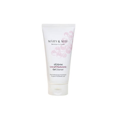 MARY & MAY Vegan Low pH Hyaluronic Gel Cleanser is a gentle, hydrating cleanser designed to maintain the skin's natural balance. Infused with Sodium Hyaluronate, multiple forms of Hyaluronic Acid, and Ceramide, it deeply moisturizes and strengthens the skin barrier while cleansing. The low pH formula, along with Centella Asiatica and Fig Fruit Extracts, soothes and calms the skin. Ideal for all skin types, especially sensitive skin, this vegan cleanser effectively removes impurities without stripping mo