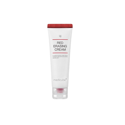 MEDICUBE Red Erasing Cream is a soothing and brightening cream designed to calm redness and improve skin tone. Formulated with Niacinamide, Zinc Oxide, and Panthenol, it helps strengthen the skin barrier while reducing visible irritation. Enriched with Jojoba Seed Oil, Squalane, and botanical extracts like Portulaca and Lotus Leaf, it deeply nourishes and hydrates the skin. Suitable for all skin types, especially sensitive and redness-prone skin, this cream leaves the complexion calm, smooth, and even-toned