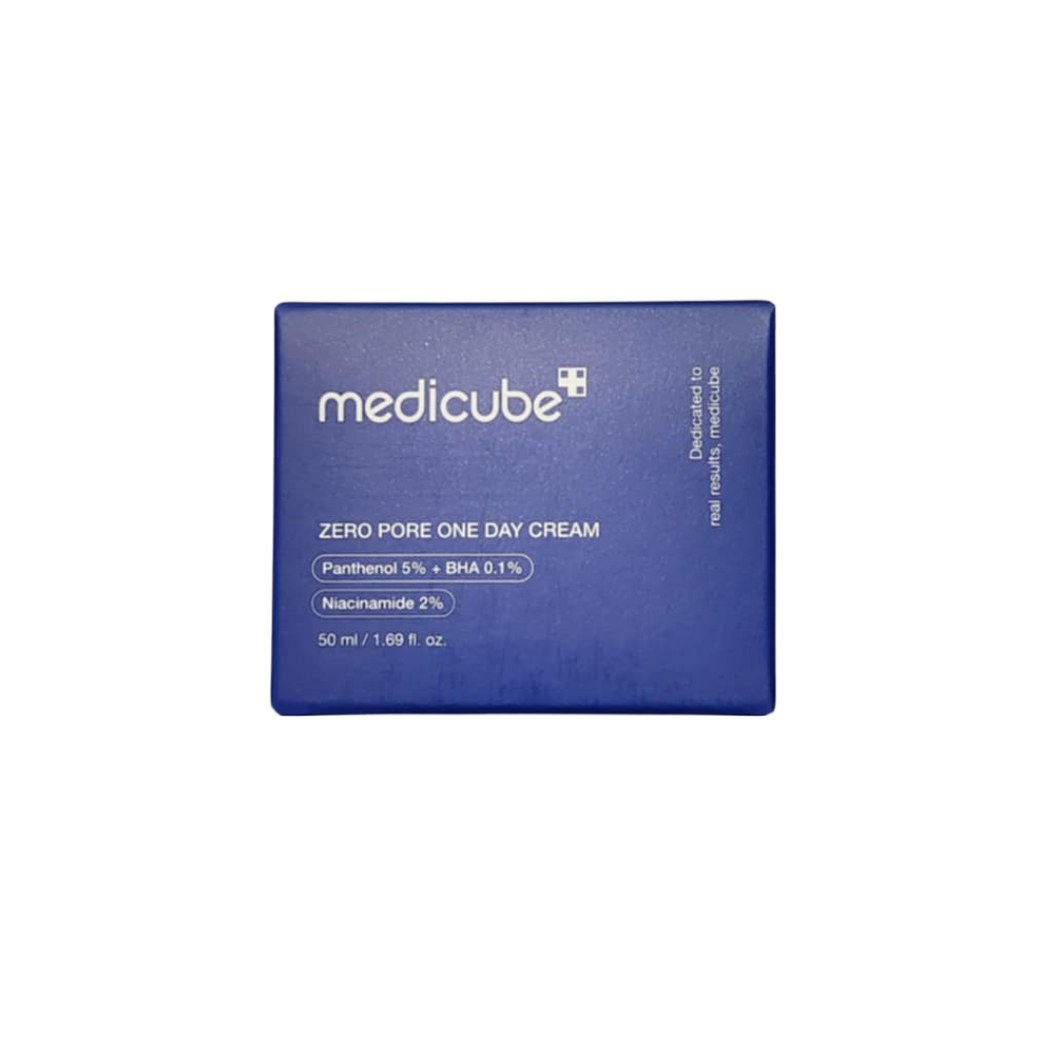 MEDICUBE Zero Pore One Day Cream is a lightweight, fast-absorbing cream designed to tighten pores and refine skin texture. Formulated with Panthenol, Niacinamide, and Salicylic Acid, it balances moisture and oil levels, reduces excess sebum, and provides hydration for a smooth, refreshed complexion.