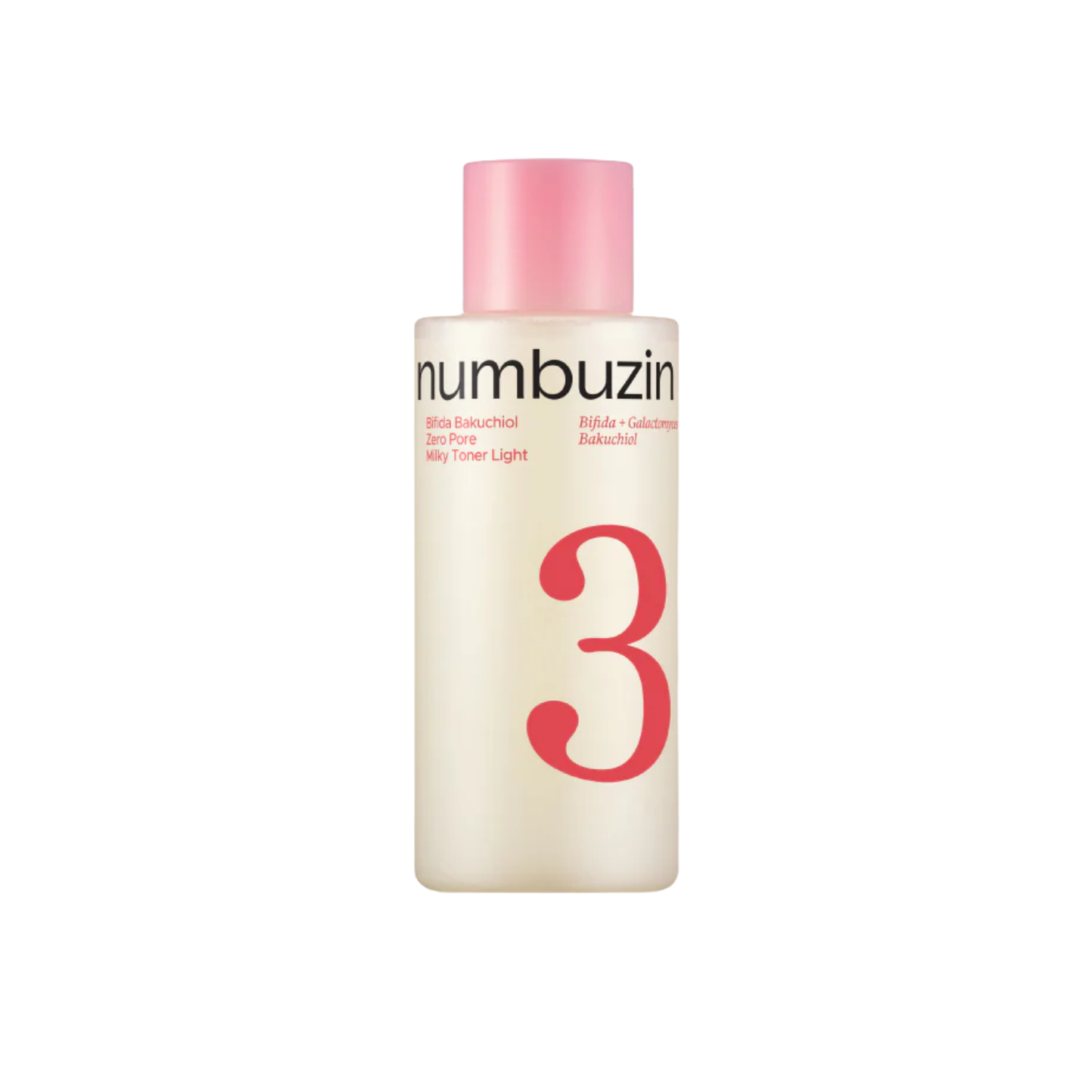 NUMBUZIN No.3 Bifida Bakuchiol Zero Pore Milky Toner Light is a gentle milky toner made to hydrate sensitive skin, refine the look of pores, and smooth uneven texture. Formulated with Bifida Ferment Lysate, Galactomyces Ferment Filtrate, Niacinamide, Sodium Hyaluronate, Hyaluronic Acid, Squalane, Panthenol, Ceramide NP, Cholesterol, Kojic Acid, Bakuchiol, and Tocopherol, it helps support a more even-looking, radiant complexion while keeping skin moisturized and comfortable. Bakuchiol works as a gentle retin