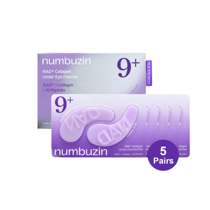 NUMBUZIN No.9 NAD+ Collagen Under Eye Patches are designed to deeply nourish, firm, and refresh the delicate under-eye area. Formulated with fast-absorbing 300 Da Collagen, NAD+, and a powerful complex of peptides, these hydrogel patches help plump fine lines, brighten dark circles, and improve elasticity. Caffeine and cooling ingredients visibly reduce puffiness while providing an instant refreshing effect. Ideal for tired, dull, or mature skin, these patches leave the under-eye area smoother, firmer, and 
