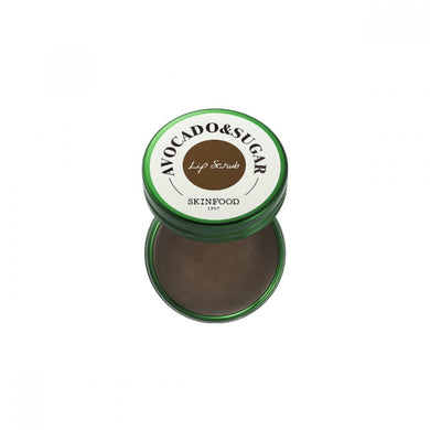 SKINFOOD Avocado & Sugar Lip Scrub gently exfoliates and smooths dry, flaky lips with natural Sugar Crystals and nourishing Avocado Oil. Enriched with Shea Butter and Jojoba Oil, it deeply hydrates and softens, leaving lips smooth, supple, and ready for lip balm or lipstick application. Perfect for a quick lip care boost.