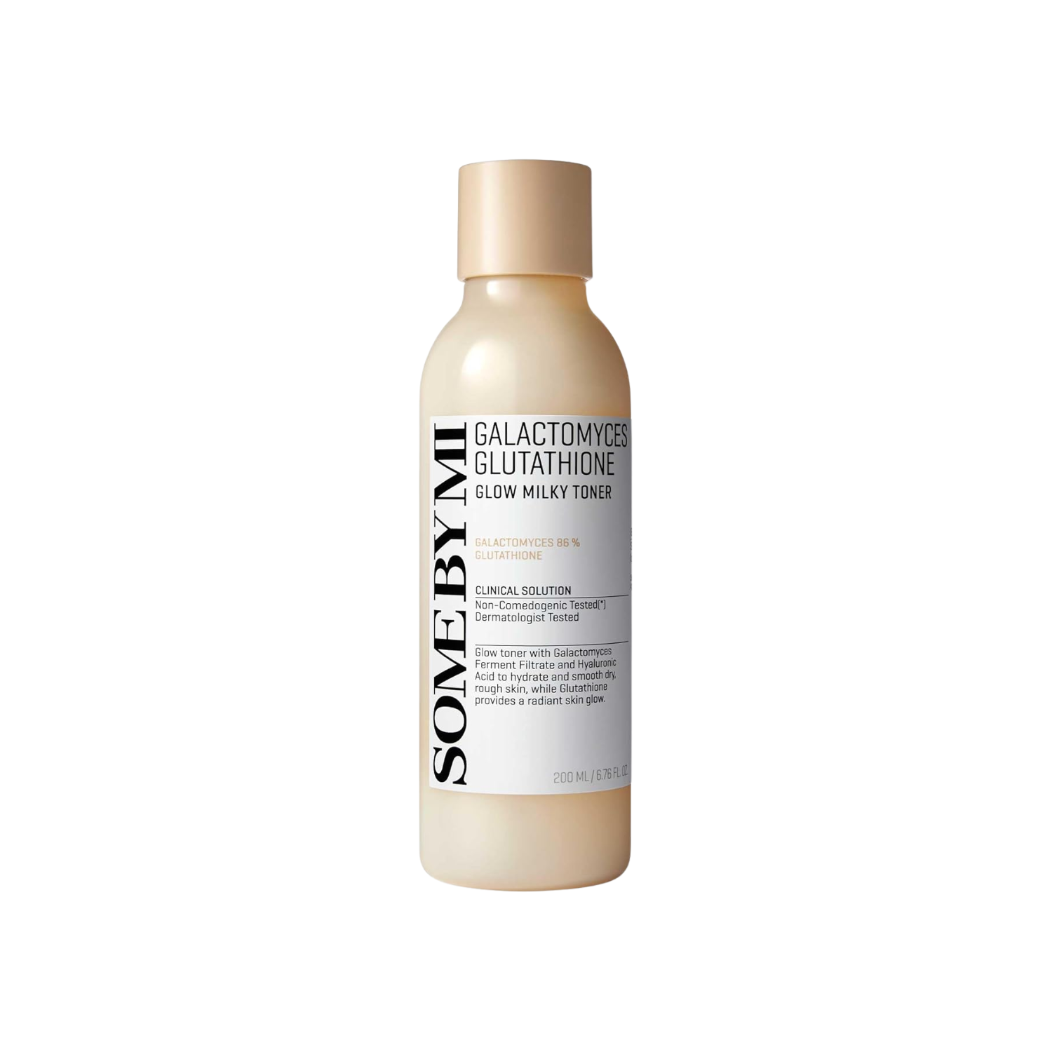 SOME BY MI Galactomyces Glutathione Glow Milky Toner is a brightening, hydrating toner with a soft milky texture that leaves the skin smooth and radiant. Formulated with 86.24% Galactomyces Ferment Filtrate, Niacinamide, and Glutathione, it helps visibly improve dullness, even out skin tone, and boost luminosity. Enriched with Ceramide NP, Hydrolyzed Hyaluronic Acid, and soothing botanical extracts, this toner strengthens the skin barrier while delivering deep moisture. Perfect for daily use to achieve a he
