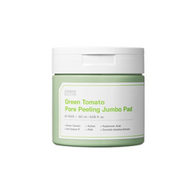 Load image into Gallery viewer, SUNGBOON EDITOR Green Tomato Pore Peeling Jumbo Pad is a gentle exfoliating pad that smooths and refreshes the skin. Infused with Green Tomato Extract and Gluconolactone (PHA), it removes dead skin cells while hydrating with multiple forms of Hyaluronic Acid. Ideal for refining pores and improving texture without irritation.