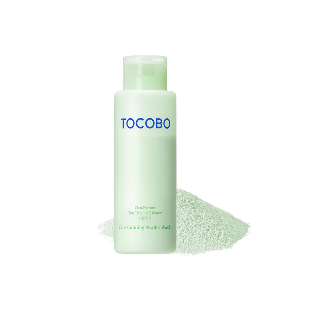 TOCOBO Cica Calming Powder Wash is a gentle exfoliating cleanser formulated to soothe and calm sensitive skin. When mixed with water, this powder wash transforms into a soft lather, effectively removing impurities and excess oil without stripping the skin's natural moisture. Key ingredients like Centella Asiatica and Tea Tree Extract help reduce redness and irritation, while Papain and Camellia Sinensis Leaf Powder provide mild exfoliation, leaving the skin smooth and refreshed.