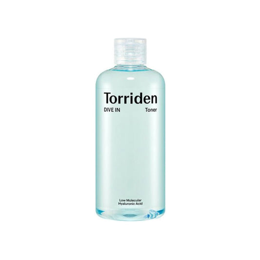 TORRIDEN DIVE-IN Low Molecular Hyaluronic Acid Toner is a hydrating toner designed to deliver deep moisture and refresh the skin. Formulated with multiple forms of low molecular Hyaluronic Acid, it provides intense hydration that penetrates deeply for long-lasting moisture. Enriched with soothing ingredients like Panthenol and Allantoin, this toner helps calm the skin while restoring balance. Its lightweight formula absorbs quickly, making it ideal for all skin types, especially dehydrated skin, leaving the