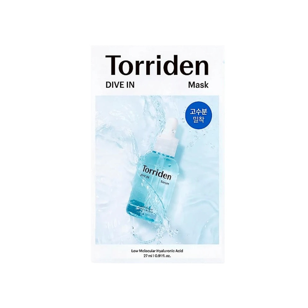 TORRIDEN DIVE-IN Low Molecule Hyaluronic Acid Mask delivers intense hydration and soothing care with its advanced formula containing multiple forms of low molecular Hyaluronic Acid. This sheet mask deeply moisturizes and plumps the skin, leaving it soft and refreshed. Infused with Panthenol, Allantoin, and botanical extracts like Chamomile and Calendula, it calms and revitalizes the skin. Ideal for all skin types, this mask provides a boost of hydration and a smooth, glowing complexion. Perfect for those se