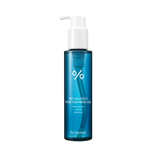 DR. CEURACLE Pro Balance Pure Cleansing Oil is a lightweight, nourishing cleansing oil designed to gently remove makeup and impurities while maintaining the skin’s natural balance. Enriched with a blend of Sunflower Seed Oil, Jojoba Oil, Olive Oil, and Macadamia Seed Oil, it effectively dissolves dirt and excess sebum without clogging pores. Probiotic ingredients such as Lactobacillus Ferment and Bifida Ferment Filtrate help strengthen the skin barrier and support a healthy microbiome, while Vitamin E (Toco