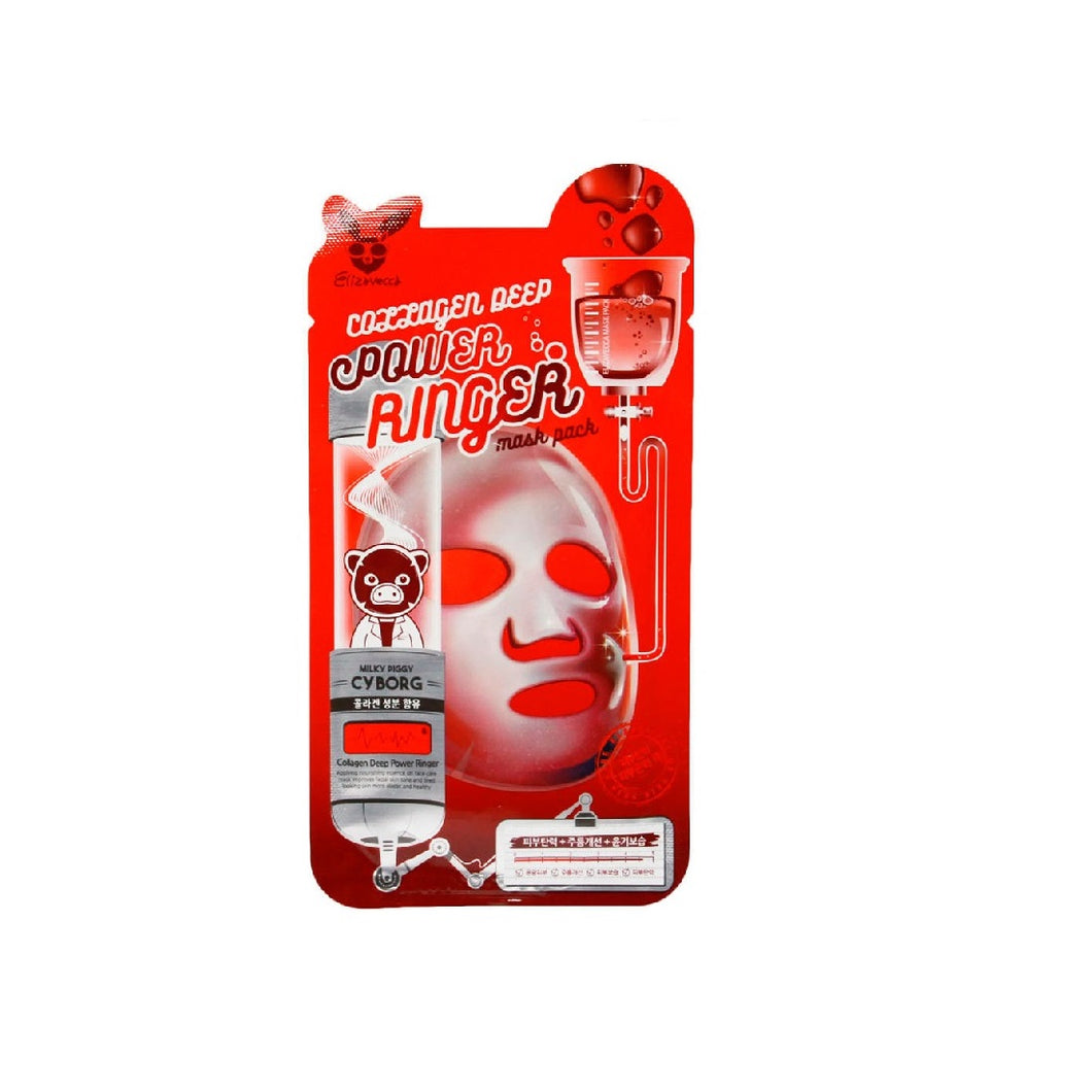 ELIZAVECCA Collagen Deep Power Ringer Mask Pack is a collagen-infused facial mask designed to enhance skin elasticity and hydration. It features Hydrolyzed Collagen and Hyaluronic Acid to plump and moisturize the skin, reducing the appearance of fine lines. Enriched with Witch Hazel and a blend of fruit extracts including Grape, Peach, and Strawberry, this mask nourishes the skin while providing antioxidant benefits. Perfect for revitalizing aging or dry skin, it leaves the complexion smooth, supple, and yo