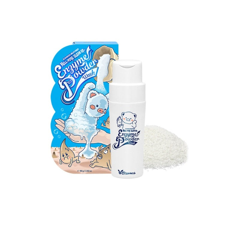 ELIZAVECCA Hell-Pore Clean Up Enzyme Powder Wash is a gentle exfoliating cleanser that effectively removes impurities and dead skin cells. Formulated with Papain (500 ppm) and Corn Starch, it provides mild exfoliation while soothing the skin with Allantoin. This powder wash transforms into a soft foam upon contact with water, leaving the skin clean, smooth, and refreshed without stripping moisture. Suitable for all skin types, it helps to refine pores and promote a clear complexion.