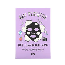 Load image into Gallery viewer, G9SKIN Self Aesthetic Pore Clean Bubble Mask is a dynamic facial treatment designed to deep cleanse and refine pores. This unique bubble mask is infused with natural extracts such as Castanea Crenata Shell, Artemisia, and Houttuynia Cordata, which work together to remove impurities and control excess sebum. The formula also features Kaolin and Salicylic Acid, which help to detoxify and gently exfoliate the skin, reducing the appearance of pores. Enriched with antioxidant-rich ingredients like Green Tea and 