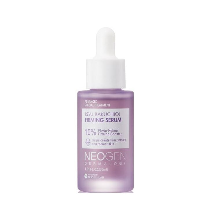NEOGEN Dermalogy Real Bakuchiol Firming Serum is a powerful anti-aging serum formulated with Bakuchiol, a plant-based alternative to retinol, that helps to firm and smooth the skin. Enriched with Blackberry Fruit Extract, Niacinamide, and Hyaluronic Acid, this serum provides deep hydration while improving skin elasticity and reducing the appearance of fine lines and wrinkles. The addition of botanical oils like Tea Tree and Lavender, along with antioxidant-rich ingredients, helps to soothe and protect the s