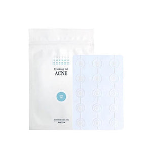 PYUNKANG YUL Acne Spot Patch Super Thin provides a discreet and effective solution for acne care. Made with Polyurethane and Polyisobutene, these ultra-thin patches adhere seamlessly to the skin, protecting blemishes from external irritants while absorbing impurities. Ideal for day or night use, they help reduce redness and promote faster healing, leaving your skin clearer and healthier.