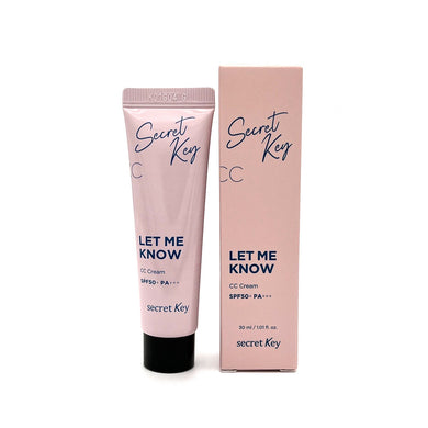 SECRET KEY Let Me Know CC Cream is a versatile complexion corrector that hydrates, brightens, and protects the skin. Formulated with Titanium Dioxide, Niacinamide, and Ceramide NP, it provides lightweight coverage while enhancing the skin’s natural radiance. Infused with Sodium Hyaluronate and Adenosine, it keeps skin moisturized and smooth throughout the day. Perfect for achieving a fresh, even-toned complexion with added sun protection.