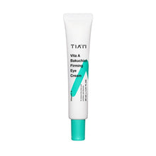 Load image into Gallery viewer, TIAM Vita A Bakuchiol Firming Eye Cream is a nourishing treatment designed to rejuvenate the delicate eye area. It combines Hydrolyzed Collagen and Bakuchiol, a natural alternative to retinol, to firm and smooth the skin while reducing the appearance of fine lines. Retinyl Palmitate and a blend of peptides support skin elasticity and repair. Enriched with Sunflower Seed Oil and Panthenol, this cream hydrates and softens, while Bergamot Fruit Oil adds a soothing, aromatic touch. Ideal for all skin types look
